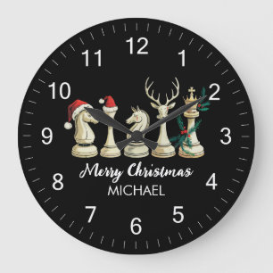 Relógio Grande Peças de Xadrez Personalizadas Natal Modernas e Te