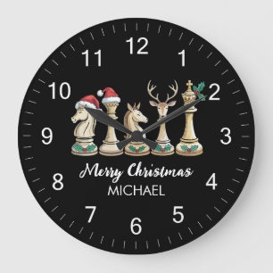 Relógio Grande Peças de Xadrez Personalizadas Natal Modernas e Te