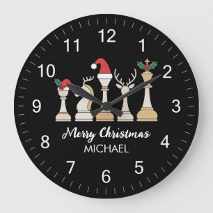 Relógio Grande Peças de Xadrez Personalizadas Natal Modernas Tend