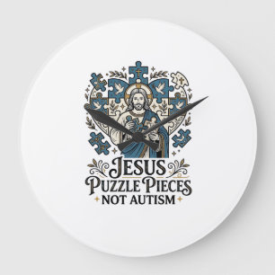 Relógio Grande Peças do Quebra-Cabeça de Jesus Não Autismo Peças