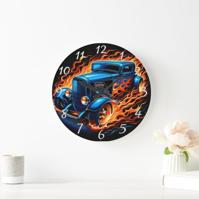 Relógio Grande Pedra quente clássica a passar pelas chamas à noit (Lar)