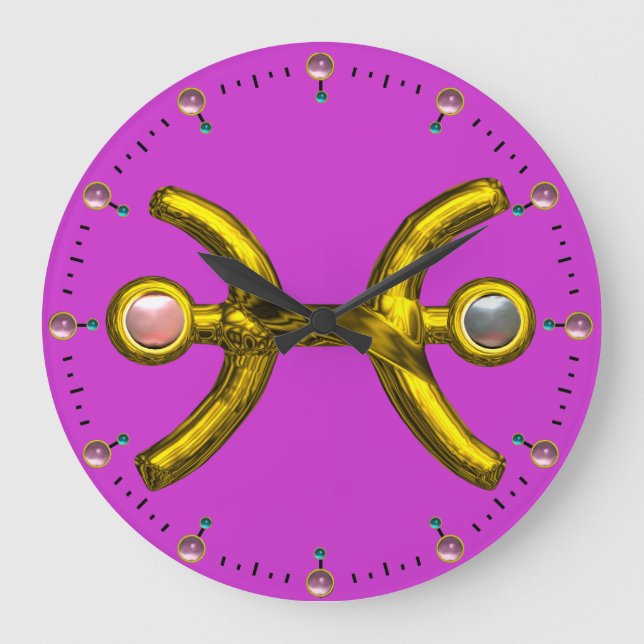 RELÓGIO GRANDE PEIXES DOURADOS ZODIAC BIRTHDAEL COM PEARLS (Frente)