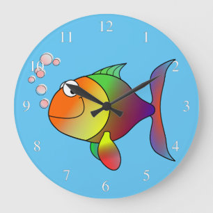 Relógio Grande Peixes felizes Números Pequenos