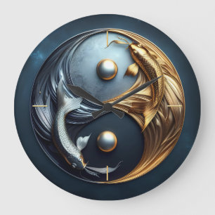 Relógio Grande peixes koi no estilo de yin e yang