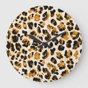 Relógio Grande Pele-leopardo de aquarela, gradiente de coloração 