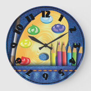 Relógio Grande Pencils And Paintbrush Clock