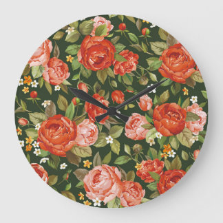 Relógio Grande Peony Elegance: Papel de Carteira Floral Gráfico.