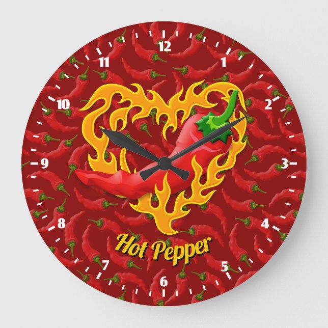 Relógio Grande Pepper Chili com Flame Heart Large Clock (Frente)