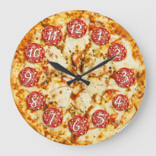Relógio Grande Pepperoni Pizza Round Kitchen ou Restaurante
