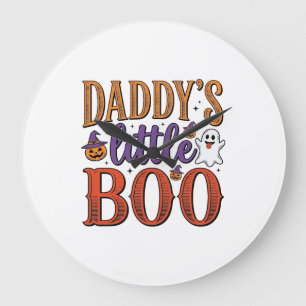 Relógio Grande Pequeno Boo de Papai Halloween Vintage