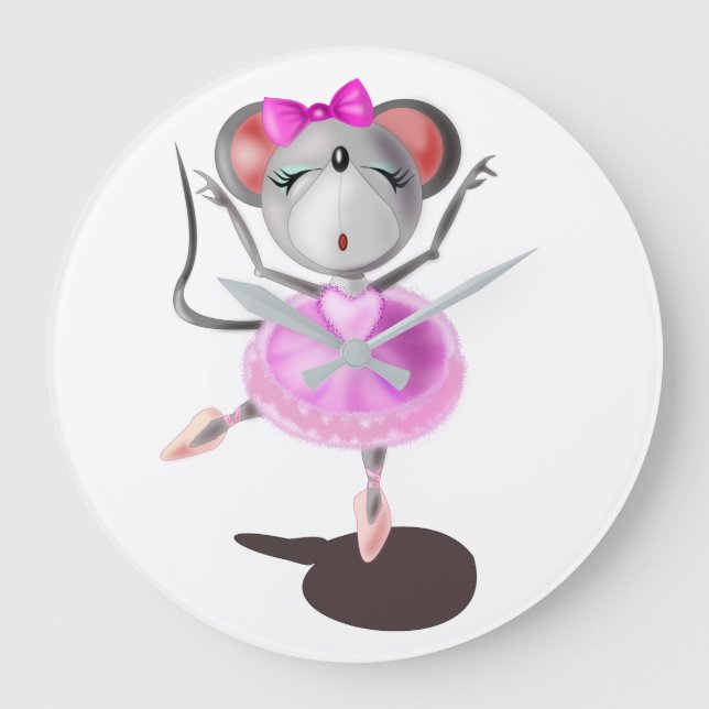 Relógio Grande Pequeno Dançarino do Balé de Mouse Ballerina - Sua (Frente)