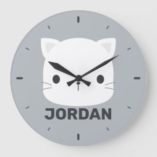 Relógio Grande Pequeno Gato Bonito com Nome Personalizado