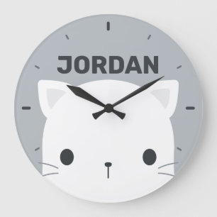Relógio Grande Pequeno Gato Bonito com Nome Personalizado