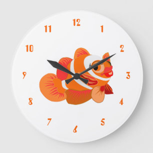 Relógio Grande Pequeno Peixe Laranja -