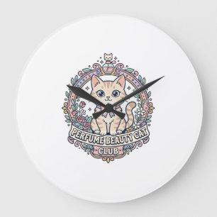 Relógio Grande Perfume Beleza Gato Gato Fofo Design de Camiseta -