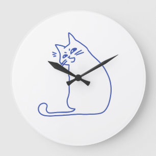 Relógio Grande Personagem de Gato Branco Fofo e Divertido