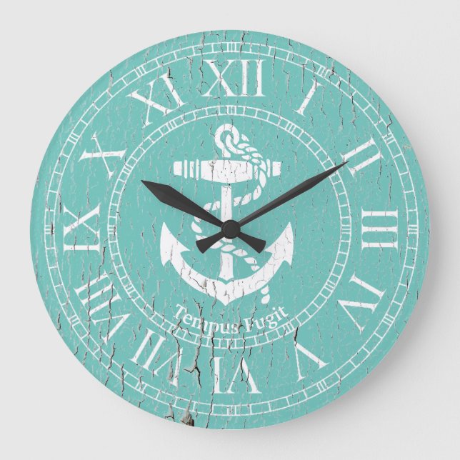 Relógio Grande Personalização da Âncora Branca com tempo (Frente)