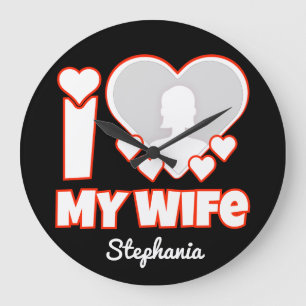 Relógio Grande Personalizado Amo Minha Esposa - Adicionar Nome e 