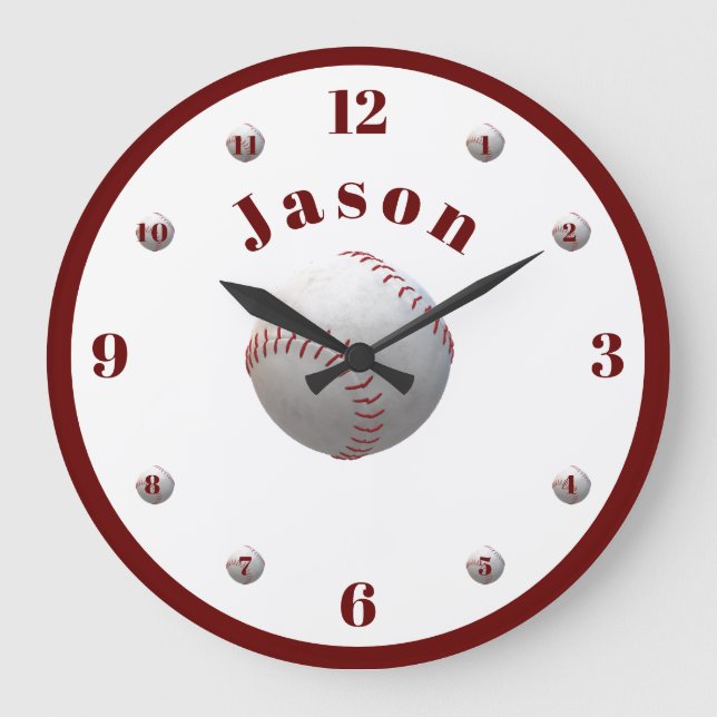 Relógio Grande Personalizado com tema de beisebol (Frente)