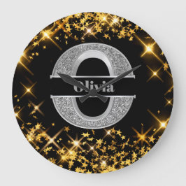 Relógio Grande Personalizado O Monograma Inicial Do Prata Seu Nom