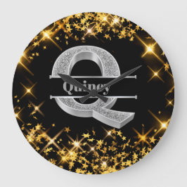 Relógio Grande Personalizado Q Monograma Inicial do Prata Seu Nom