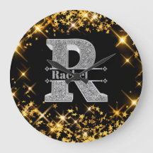 Personalizado R Monograma Inicial do Prata Seu Nom