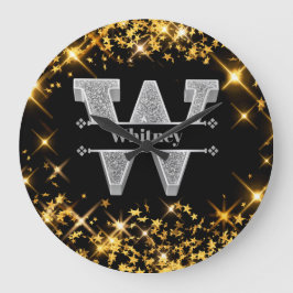 Relógio Grande Personalizado W Monograma Inicial do Prata Seu Nom