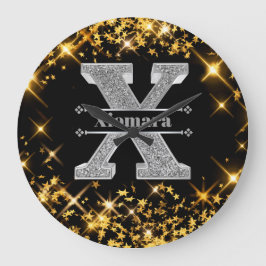 Relógio Grande Personalizado X Monograma Inicial do Prata Seu Nom