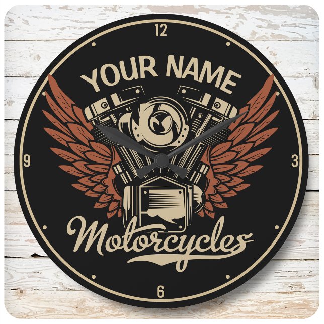 Relógio Grande Personalizar Garagem de Motocicletas Biker (Criador carregado)