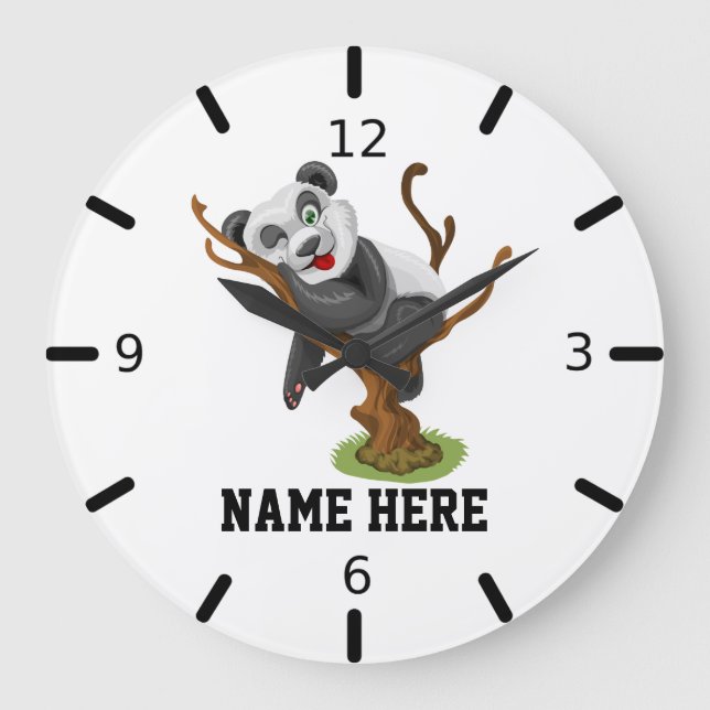 Relógio Grande Personalize Seu Próprio Panda De Bebê Bonito (Frente)