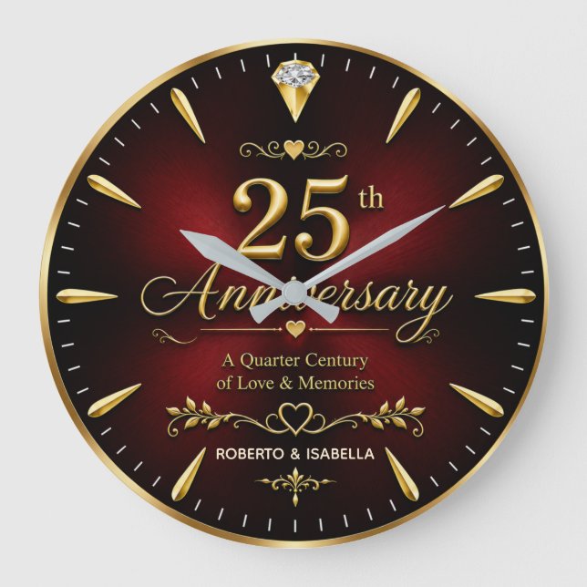 Relógio Grande Personalized 25th Anniversary Jubilee Gift  (Frente)