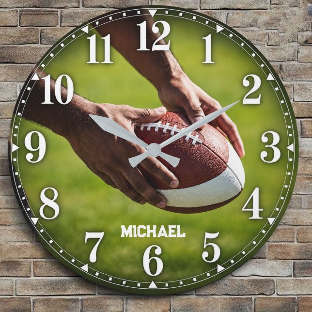 Relógio Grande Personalized American Football Custom Name (Criador carregado)