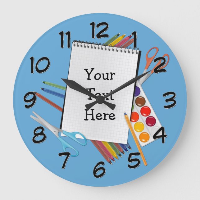 Relógio Grande Personalized Artsy Craft Supplies Wall Clock (Frente)