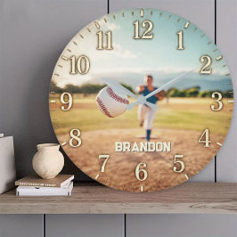 Relógio Grande Personalized Baseball Pitcher Custom Name Player