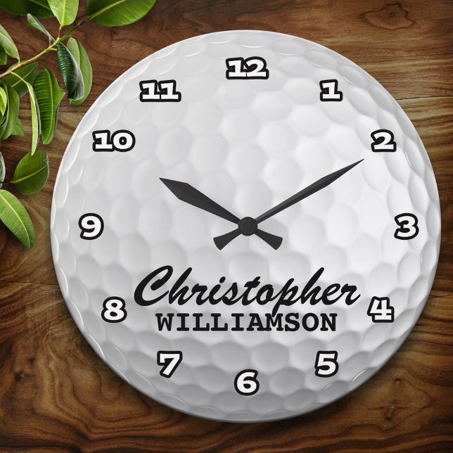 Relógio Grande Personalized Golf Ball Wall Clock (Criador carregado)