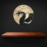 Relógio Grande Personalized Moonlit Dragon Round Clock<br><div class="desc">Fly to the edge of the moon with this mythical dragon clock. Easily personalised to create a unique gift.</div>