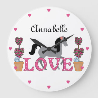 Relógio Grande Personalized The Pretty Ponies Love Horse Clock