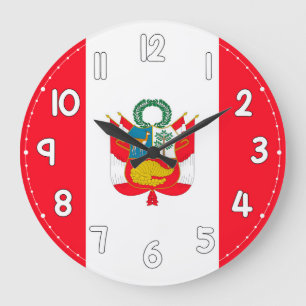 Relógio Grande Peru Flag Wall Clock – Patriotic home Decor