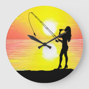 Relógio Grande Pesca da menina ideal do pescador