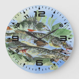 Relógio Grande Pescador Caverna Algodão Acrínico Muro