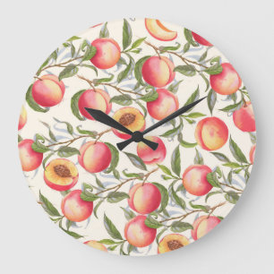 Relógio Grande Pêssegos de aquarela, padrão floral sem costura.