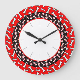 Relógio Grande Pet Lover's Dog Bone and Paw Print