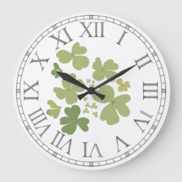 Relógio Grande Pétalas de Folha Verde