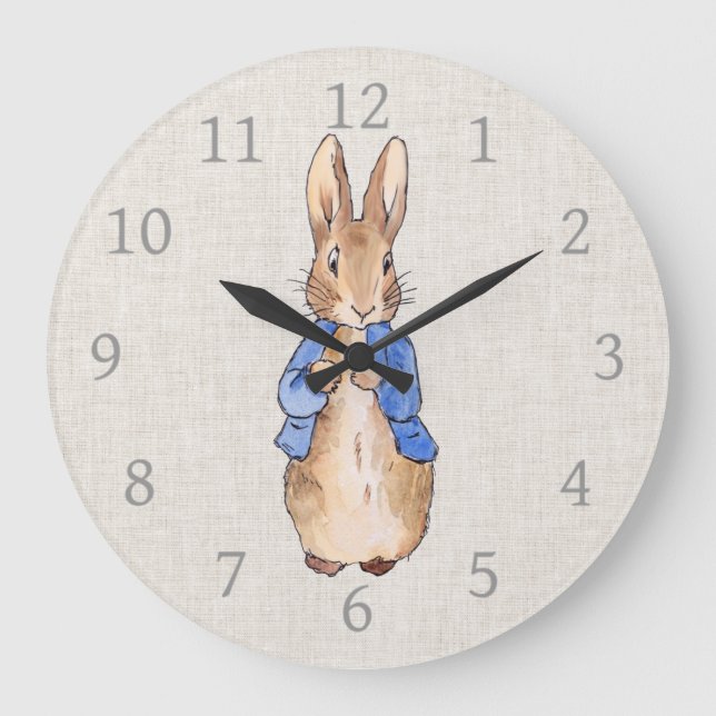 Relógio Grande Peter o fundo da roupa bege do coelho (Frente)