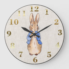 Relógio Grande Peter o Rabbit Beige Linen Fundo