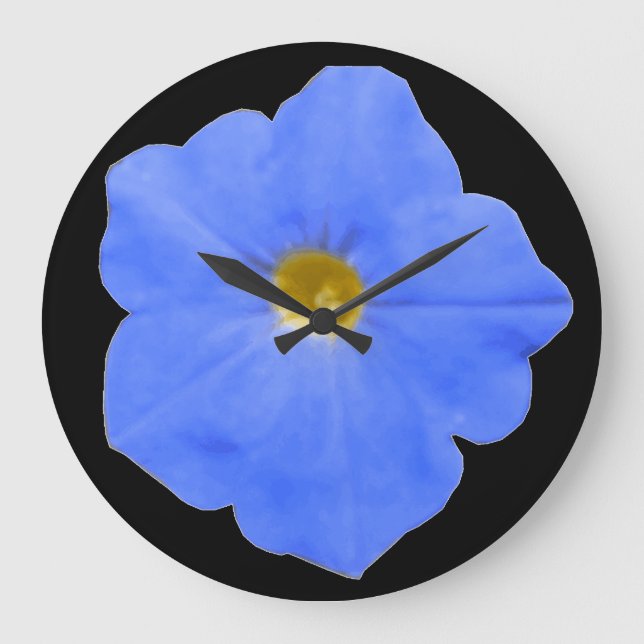 Relógio Grande Petunia Blue e Yellow Wall Clock (Frente)