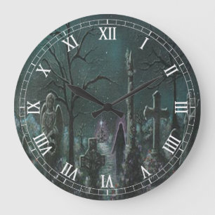 Relógio Grande Phantom Graveyard Round Roman Numerals Clock