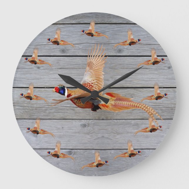 Relógio Grande Pheasant Hunting Wall Décor (Frente)