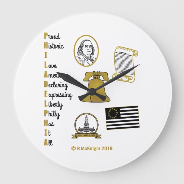 Relógio Grande Philly Acronym Wall Clock (Frente)