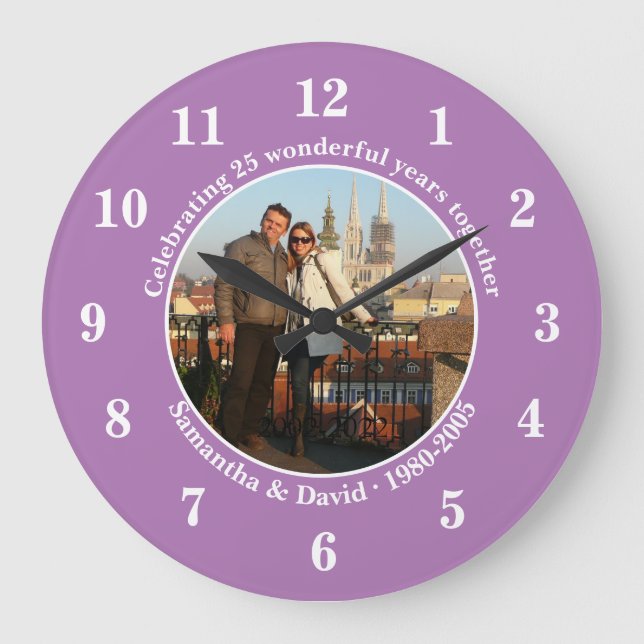 Relógio Grande Photo Wedding Anniversary  Gift Wall  Large Clock (Frente)